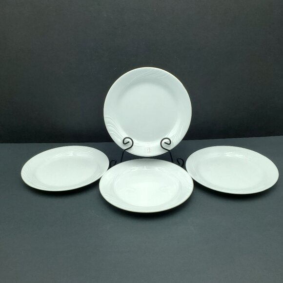 Corelle Windward Dessert Plates Corning White Embossed Swirl Bread Plates - Picture 1 of 5